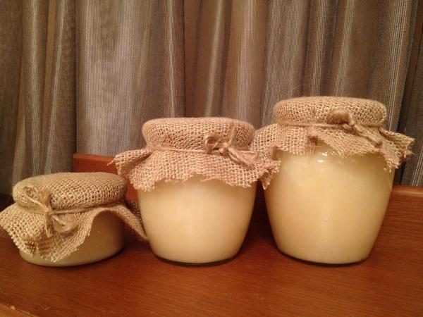 Le miel de trèfle dans des bocaux en verre