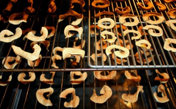 Les pommes peuvent être séchées au four, au soleil, sur une ficelle, au micro-ondes et au sèche-linge