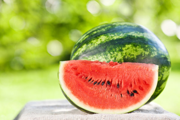A piece of juicy and ripe watermelon